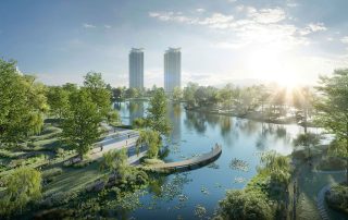 Phối cảnh hồ Thiên Nga có quy mô 10ha tại khu đô thị Eco Central Park, TP Vinh.