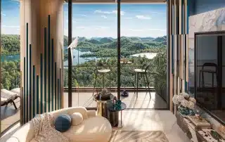 View từ căn hộ cao cấp tại dự án Xanh Island Cát Bà, hòa mình vào thiên nhiên khoáng đạt.